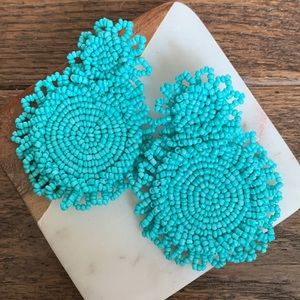 Turquoise Beaded Statement Earrings